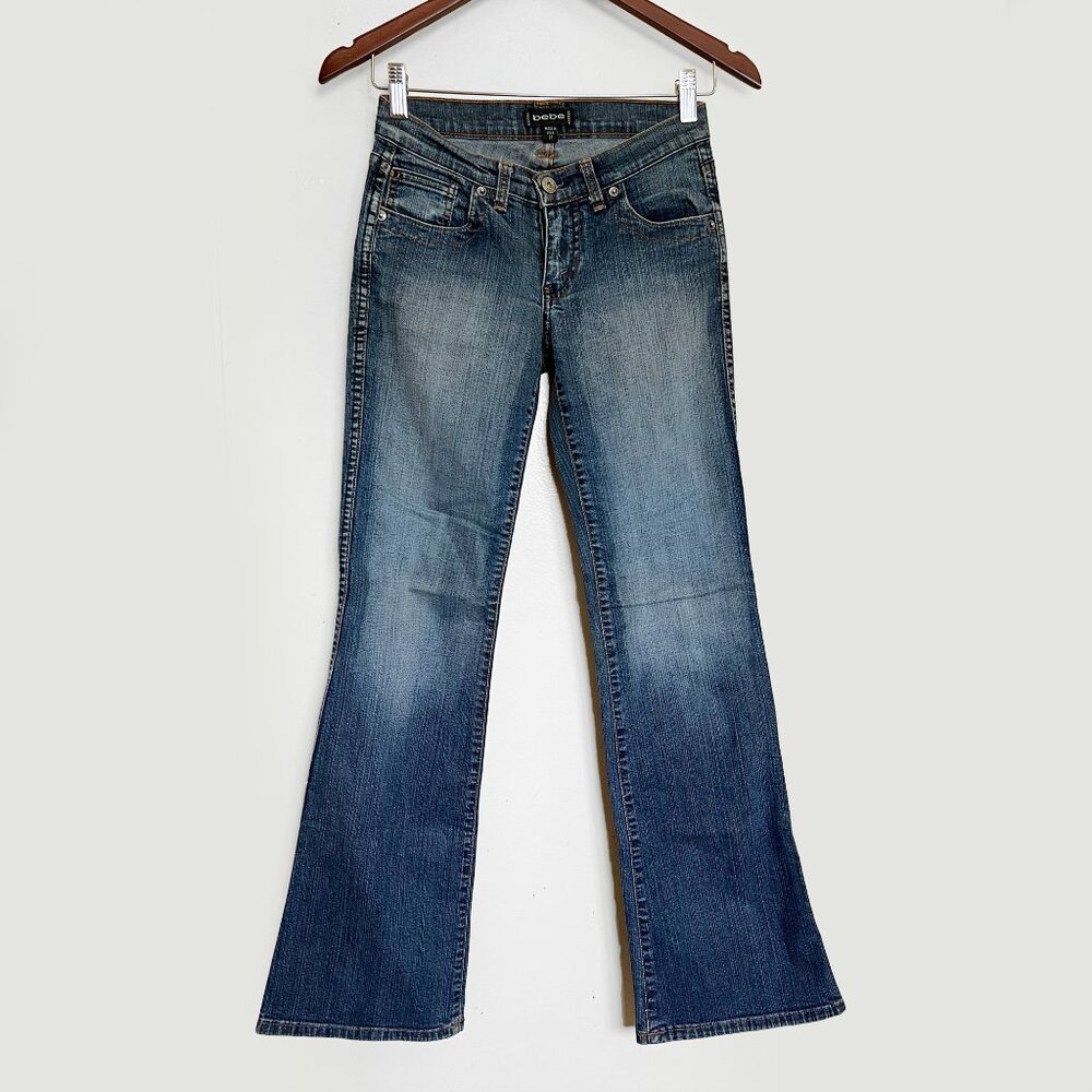 Bebe Low-Rise Bootcut Jeans Blue Medium Wash Made in USA Size 27
